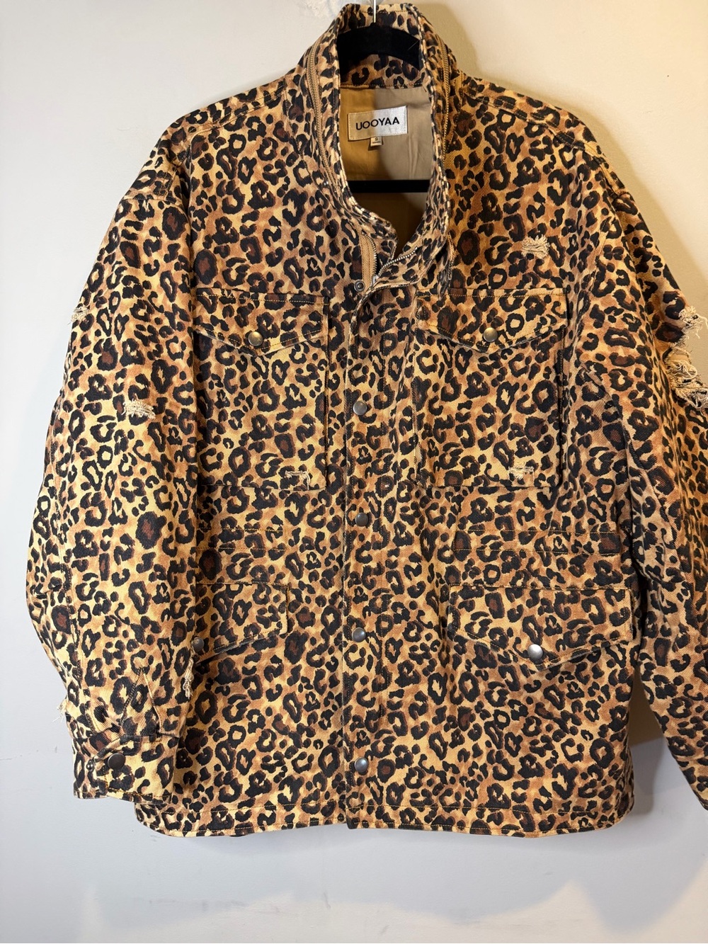 UDOYAA Leopard Print Jacket in Golden Brown